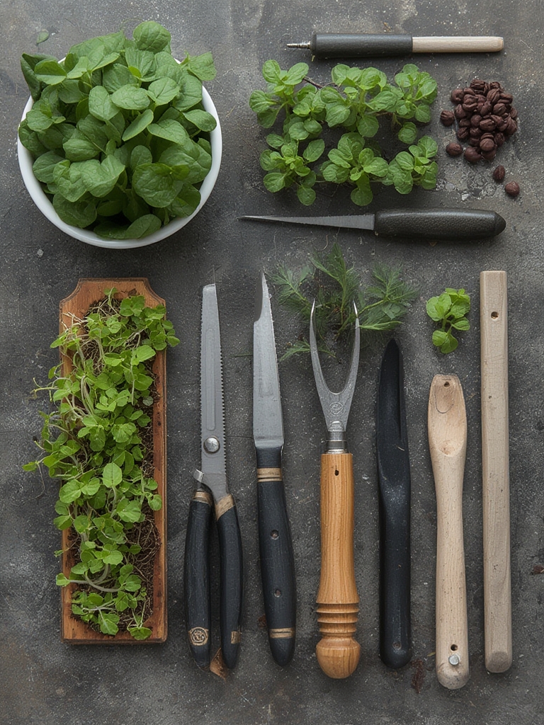 Microgreens supplies including trays, soil, and seeds