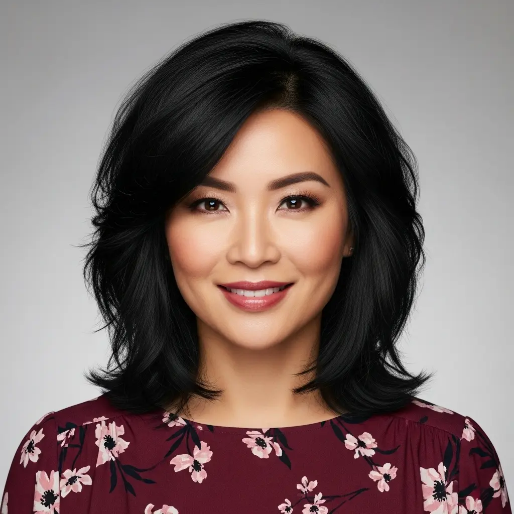 #10 No Bangs Medium Shag with Soft Layering for a Sleek Finish