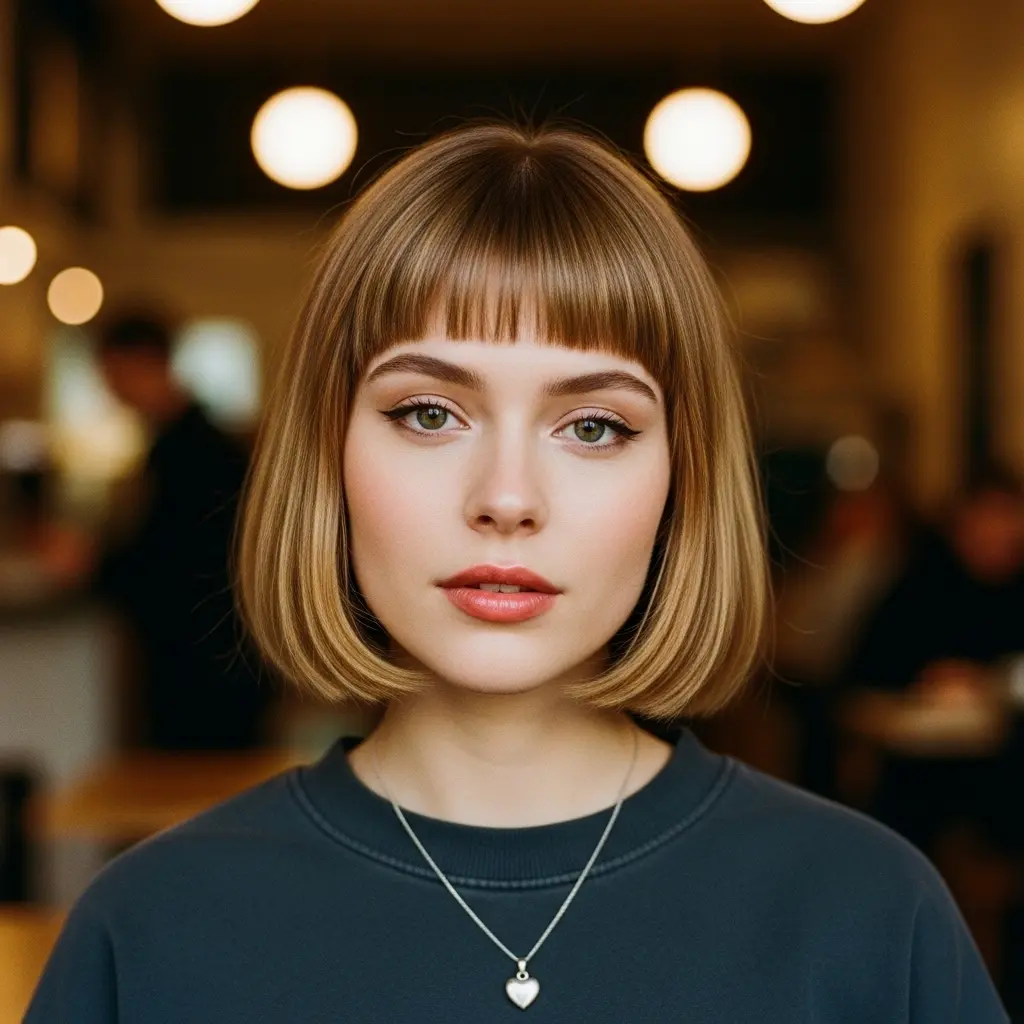 #10 Golden Brown French Bob with Fringe