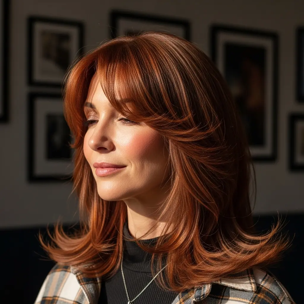 #11 Copper Feathered Layers on Fine Hair