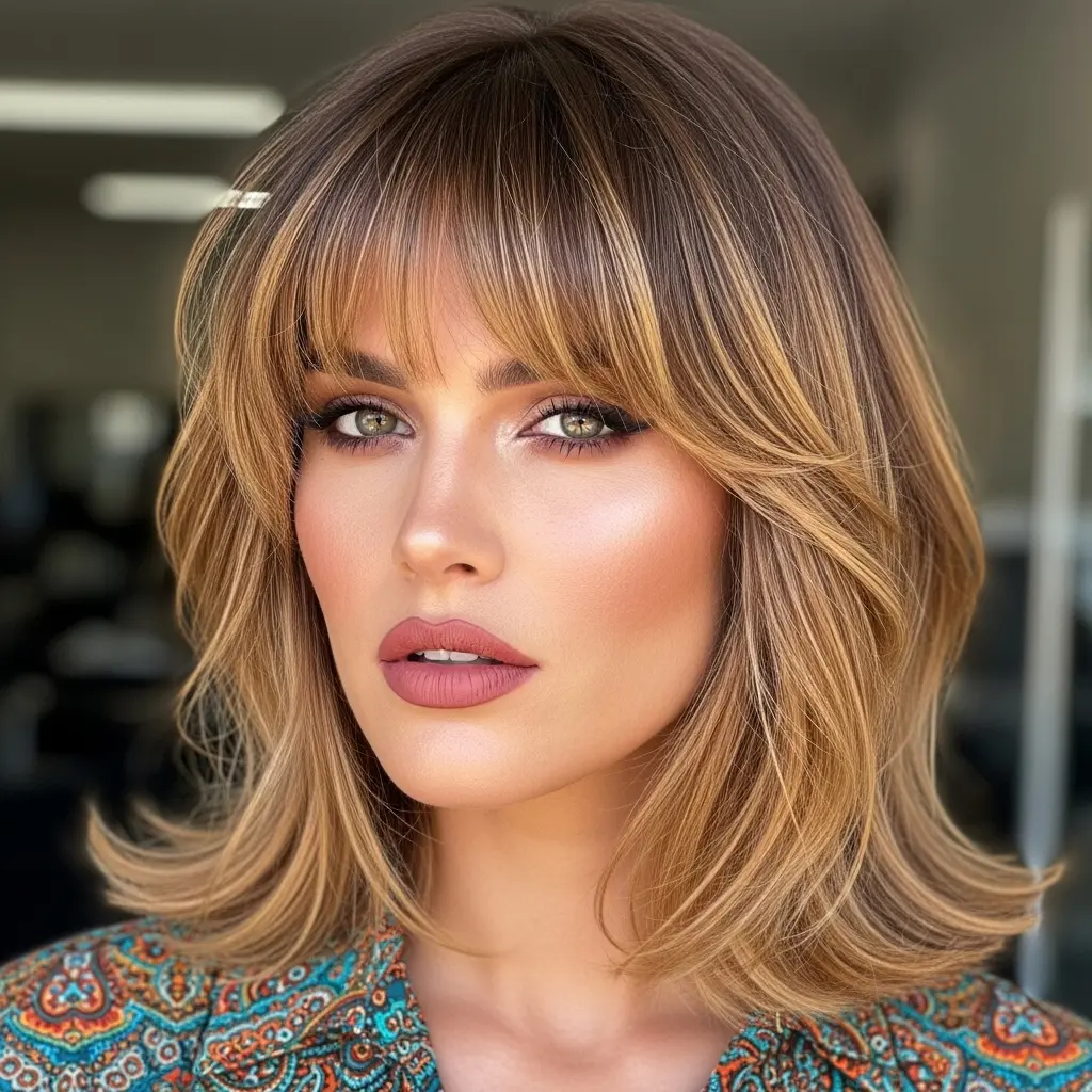 #13 Light Brown Balayage with Fringe