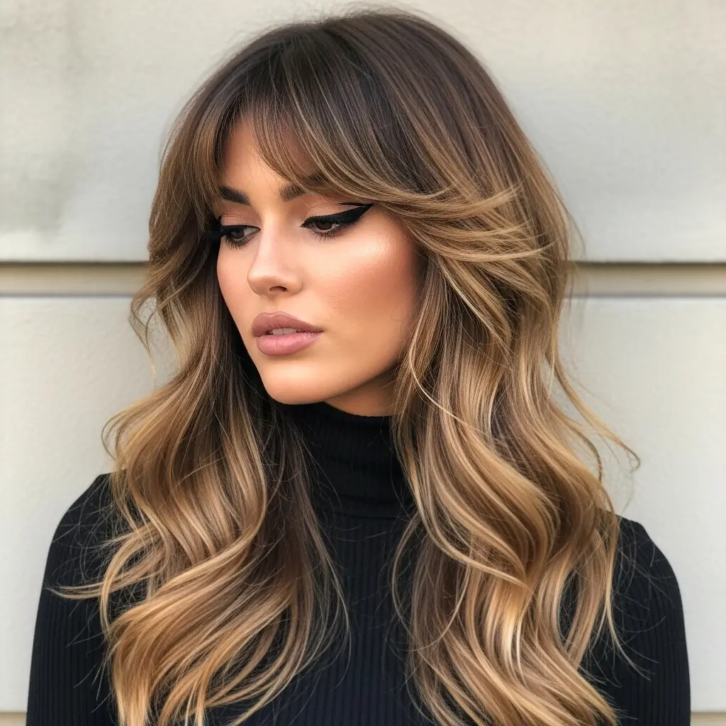 #16 Long Front Layered Cut with Thin Wispy Bangs