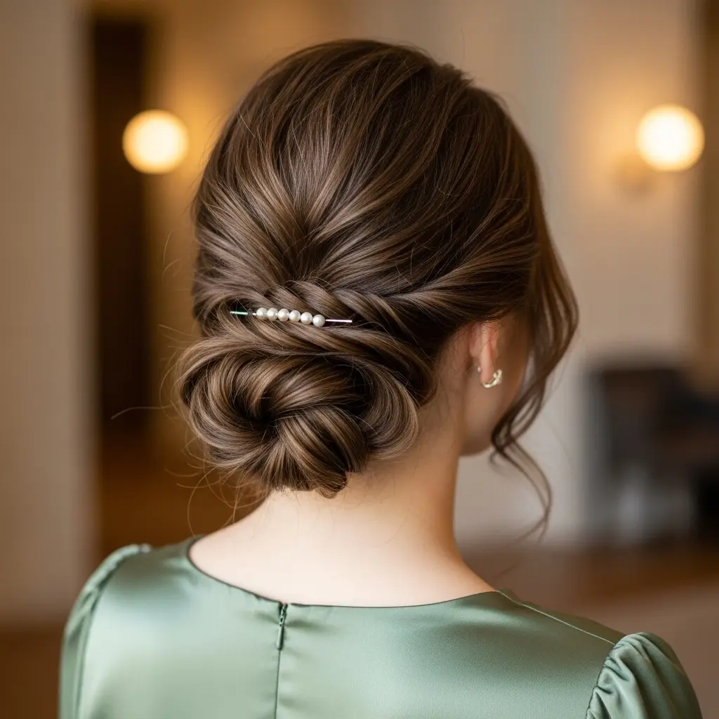 #17 Textured Low Bun for Fine Hair with Soft Twists