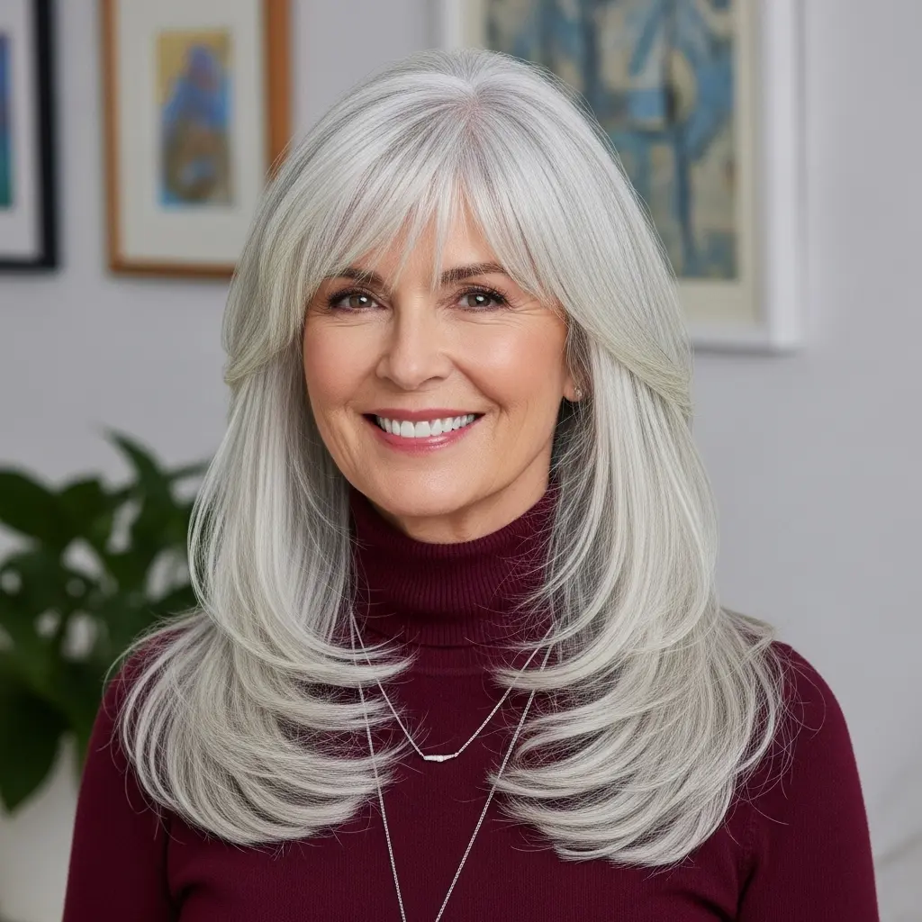 #17 Long Layers and Short Textured Bangs