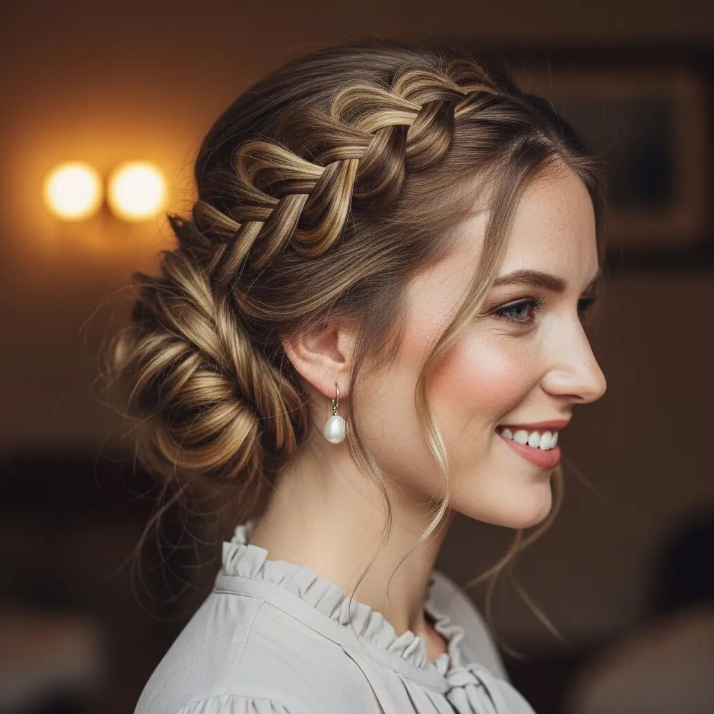 #18 Soft Braided Updo with Loose Strands