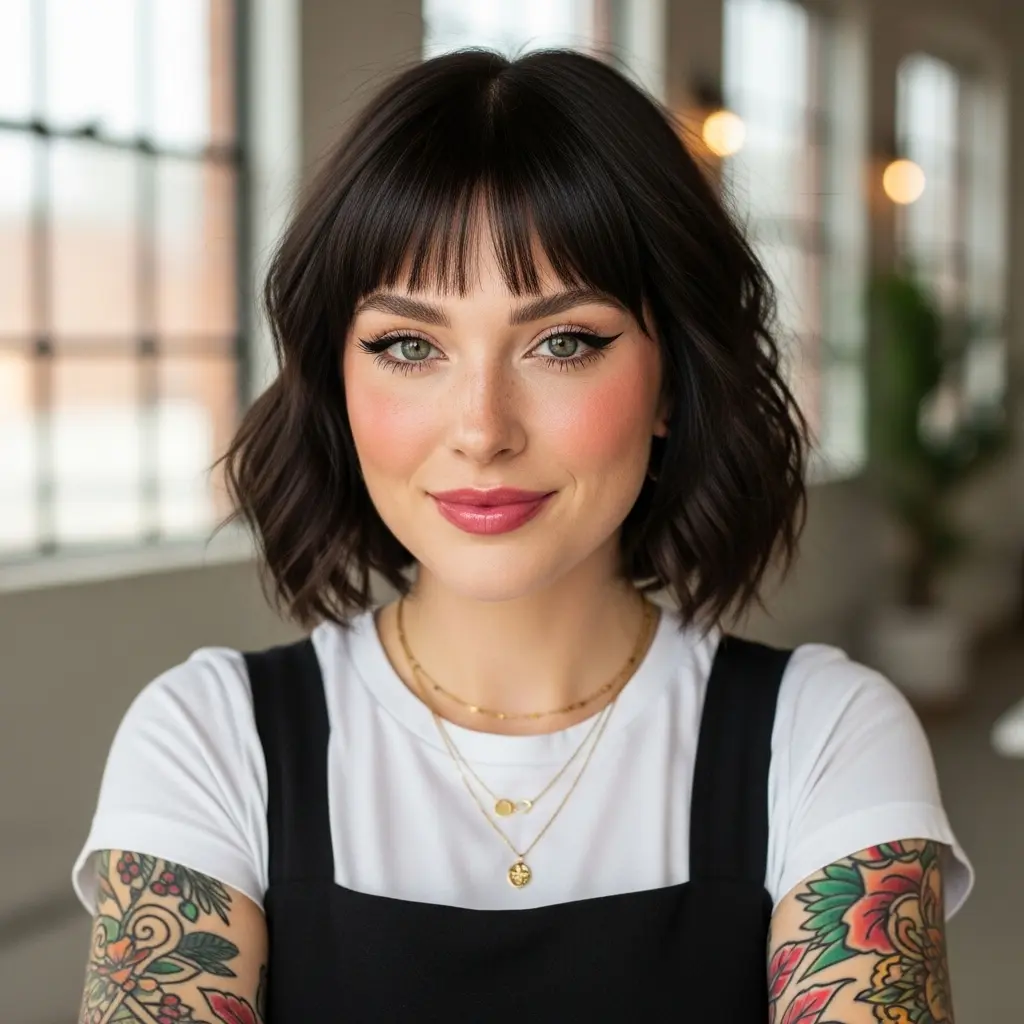 #18 Cute Short Bob with Thick Bangs