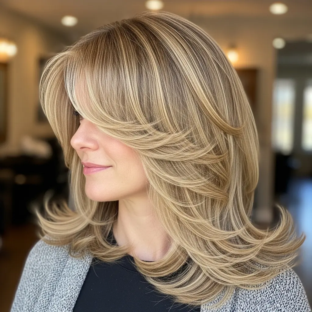 #19 Feathery Textured Haircut with Blowout