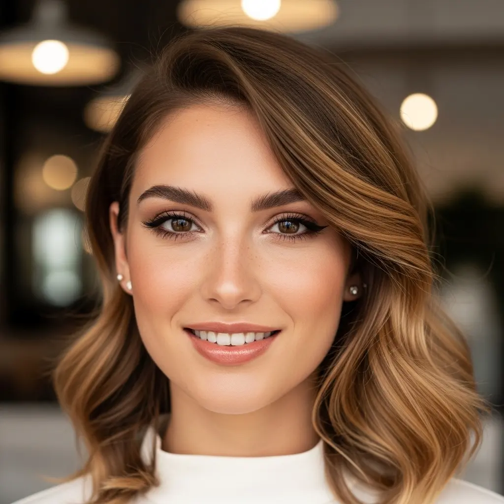 #2 Soft Waves with Side Part for Medium-Length Hair