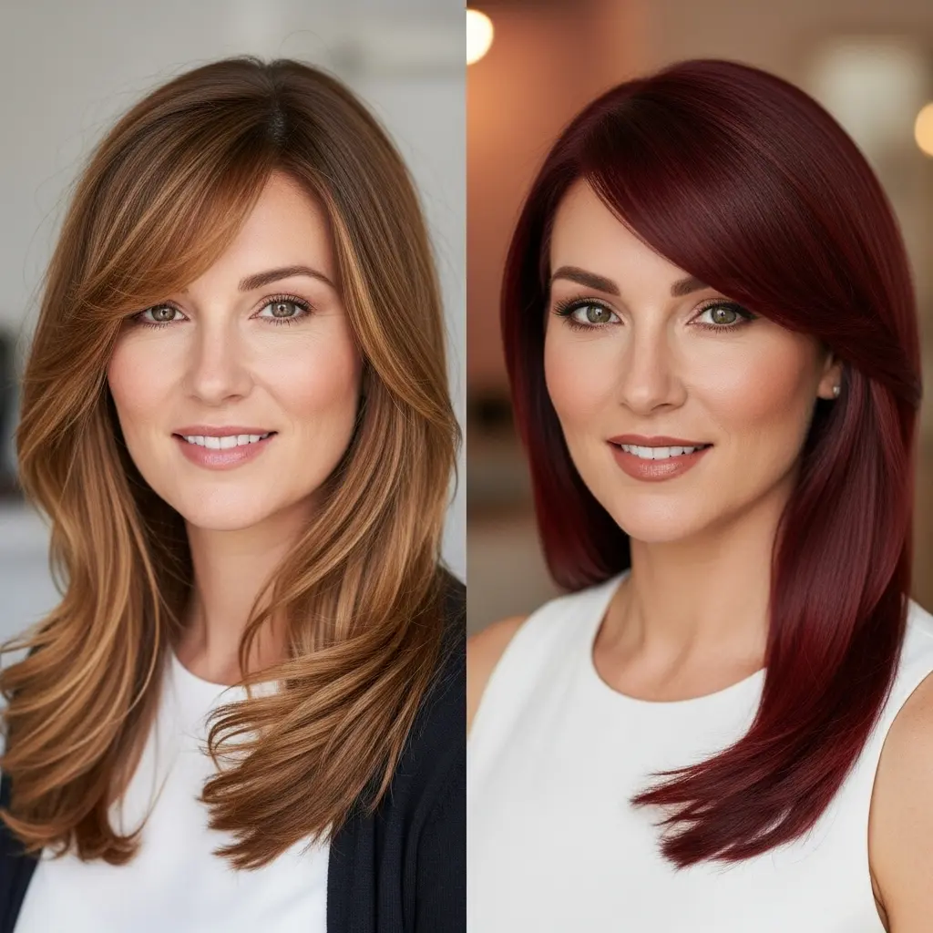 #2 Swept Fringe on Longer Red Hair