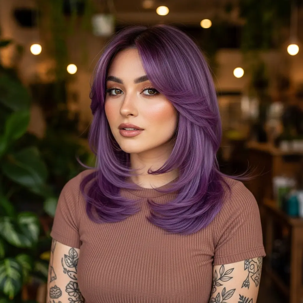 #21 Front Feathered Layers with Soft Purple Shade