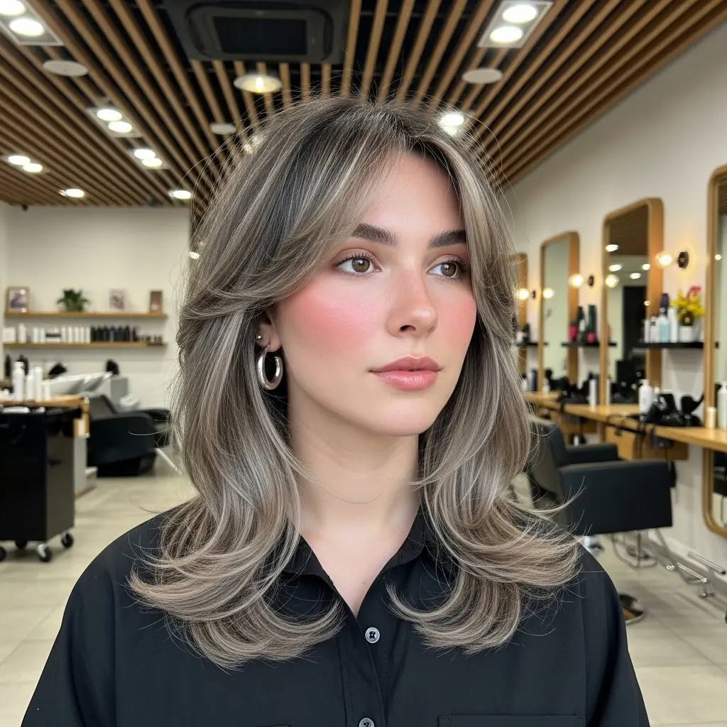 #22 Feathered Wispy Wolf Cut with Bangs