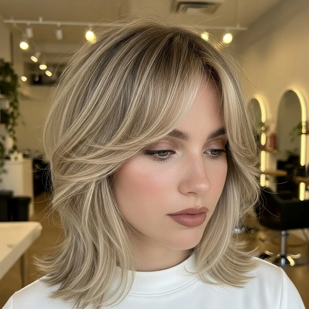 #23 Shag Lob with Subtle Layers and Feathered Bangs