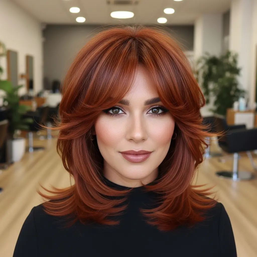 #3 Red Feathered Hair with Choppy Layers