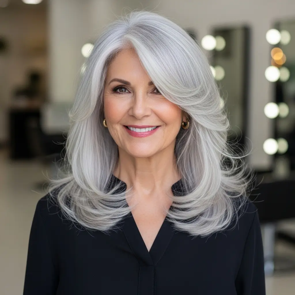 #5 Soft Layers for Greying Hair
