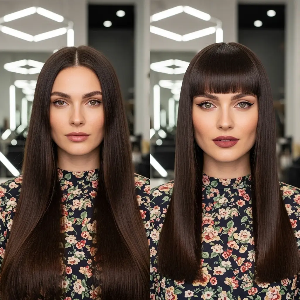 #5 Face-Framing Fringe on Sleek Long Hair