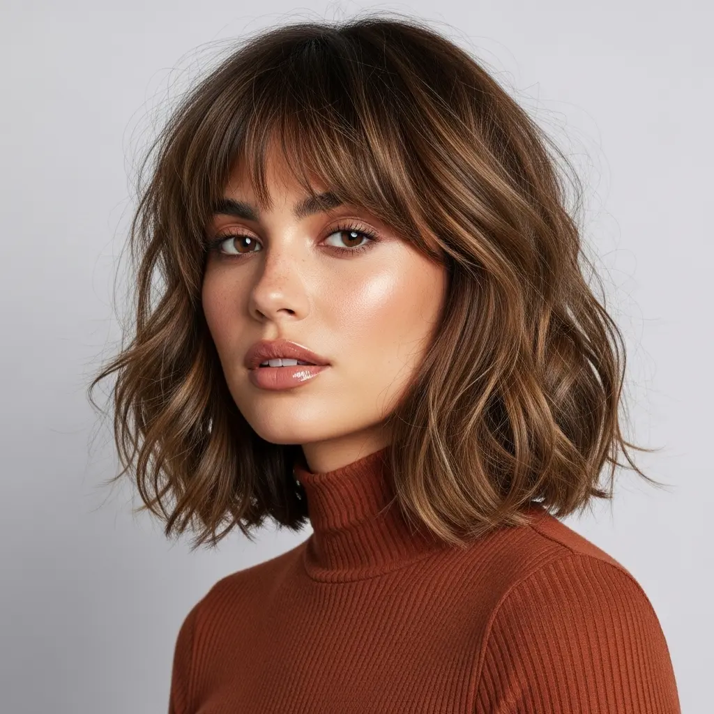#6 Choppy Short Bangs on a Textured Lob