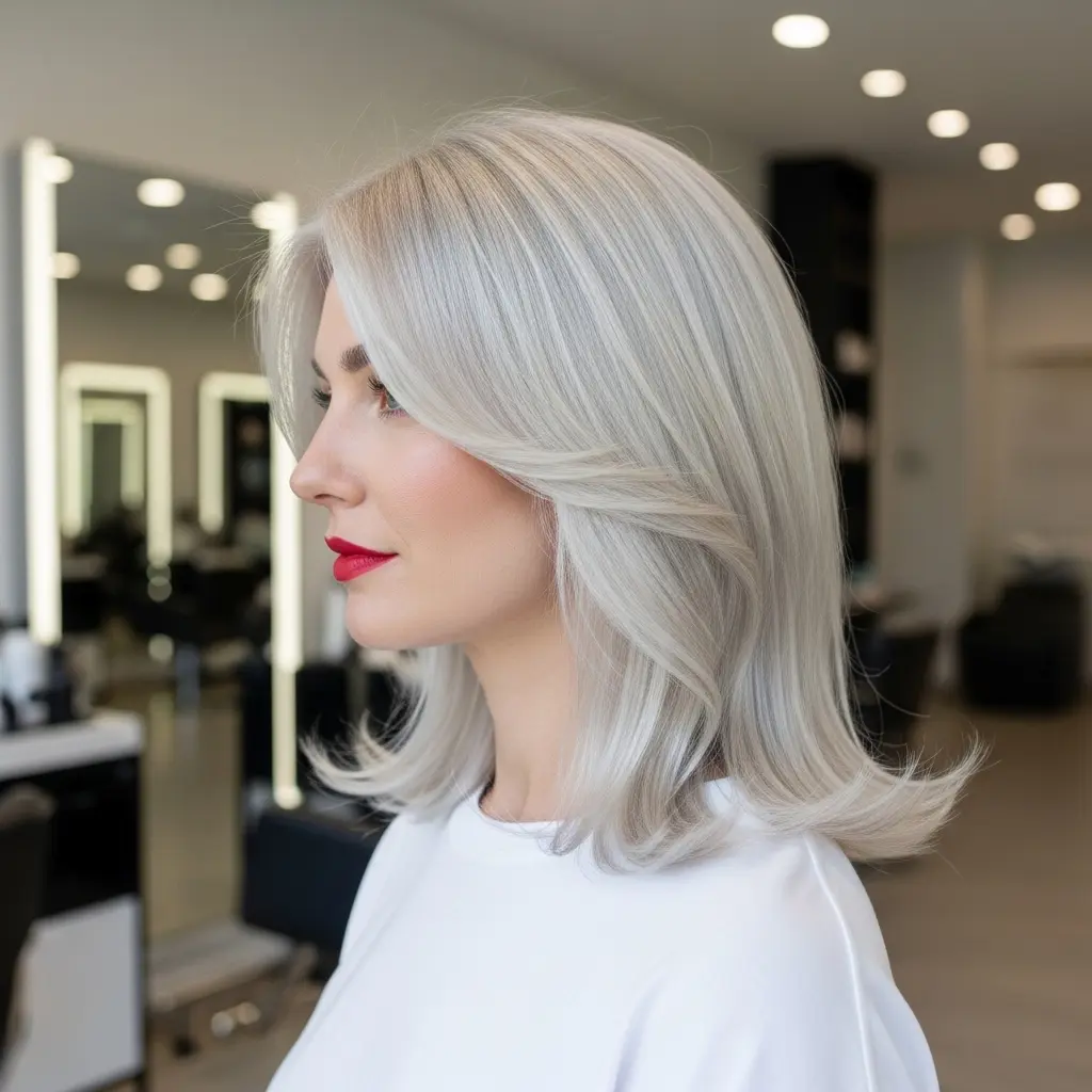 #6 White Blonde Hair with Subtle Feathered Layers