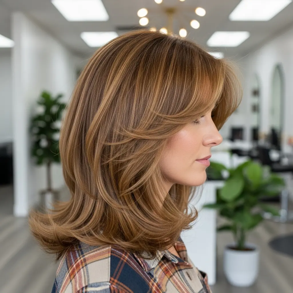 #7 Golden Brown Feathered Hair