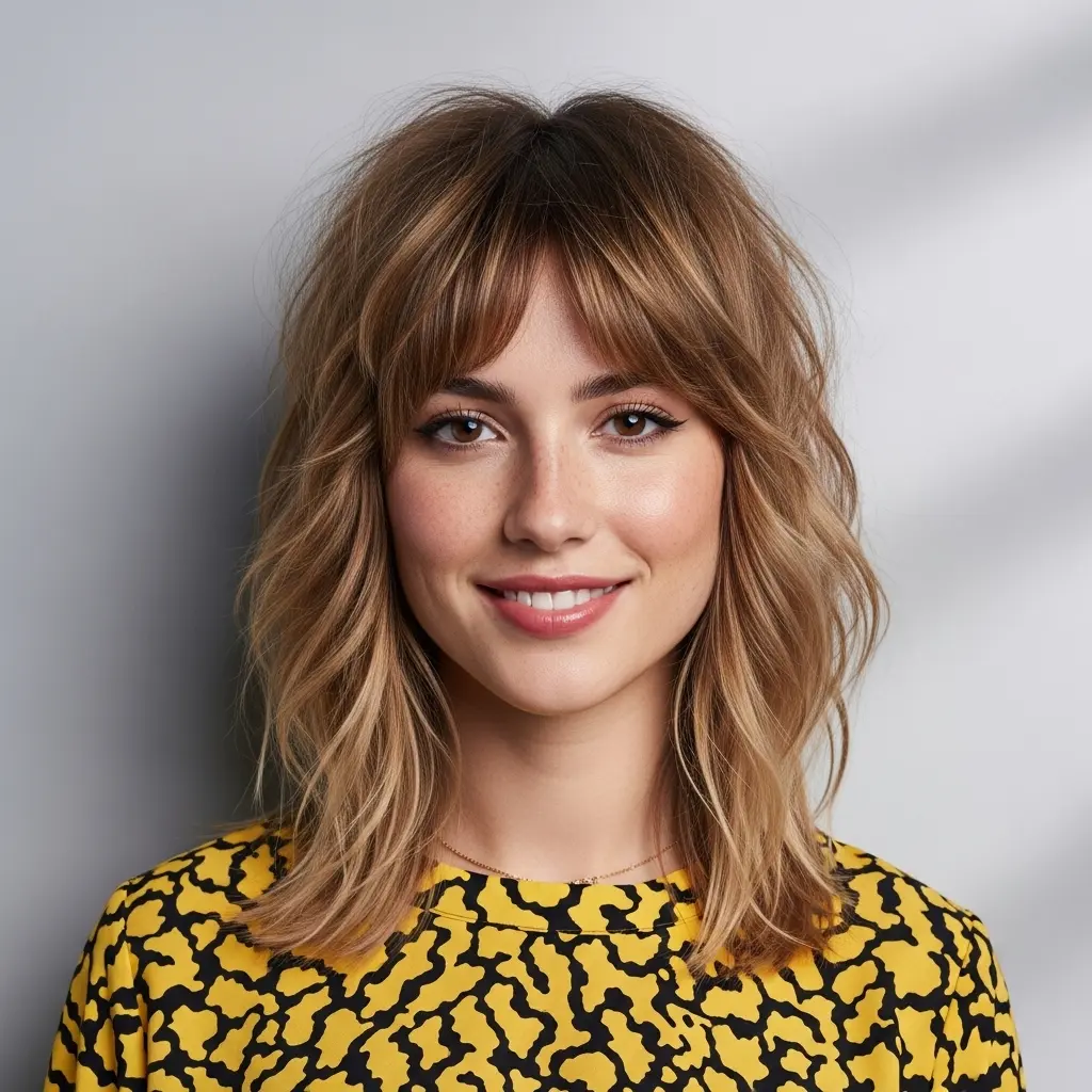 #8 Shaggy Mid Length Haircut with Blended Layers