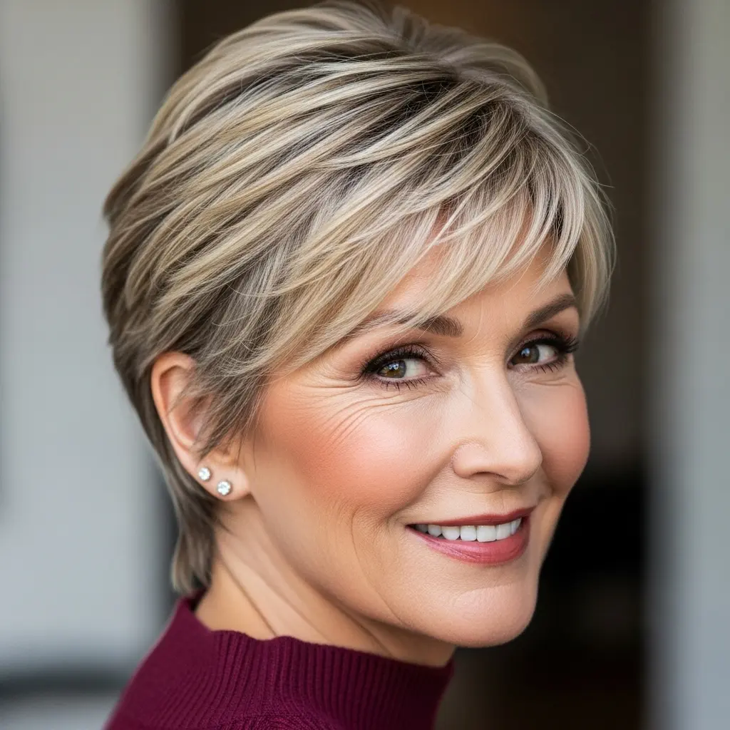 #1 Voluminous Very Short Haircut with Side Part Bangs