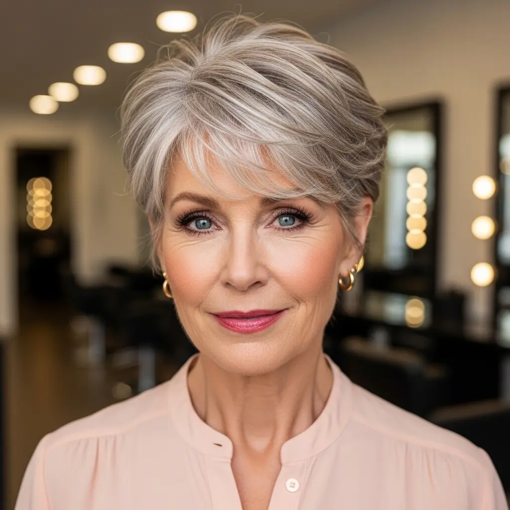 #1 Textured Long Pixie Cut for Older Women