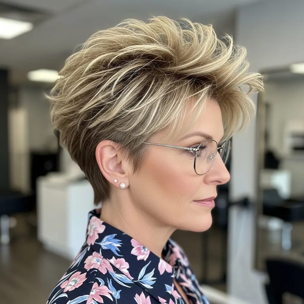 #10 Voluminous Spiky Pixie for Women with Glasses