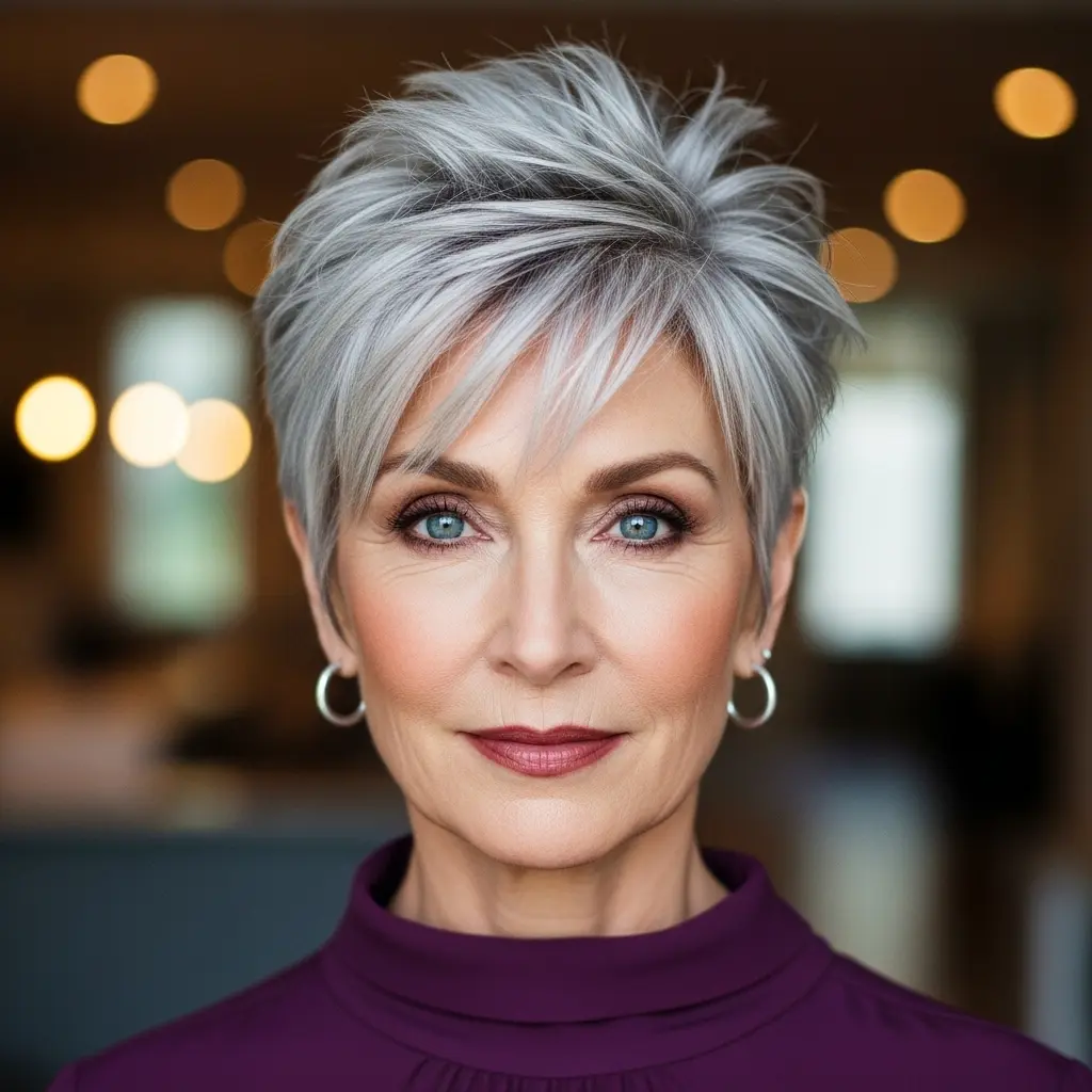 #11 Chic Textured Spiky Pixie for Mature Elegance