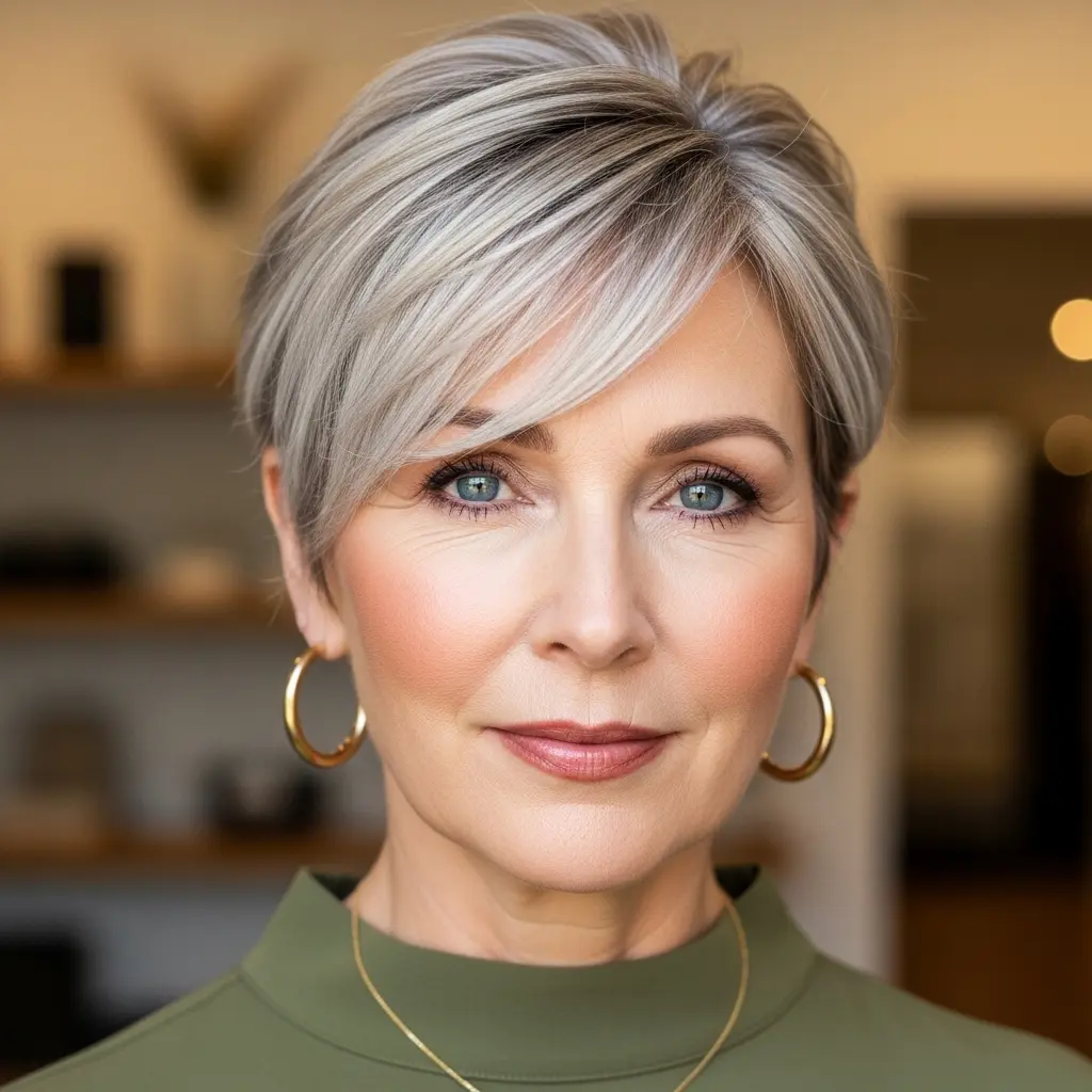 #12 Contemporary Textured Short Crop for Mature Women