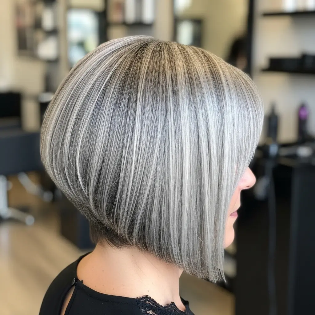 #13 Grey Textured Graduated Bob for Women Over 60