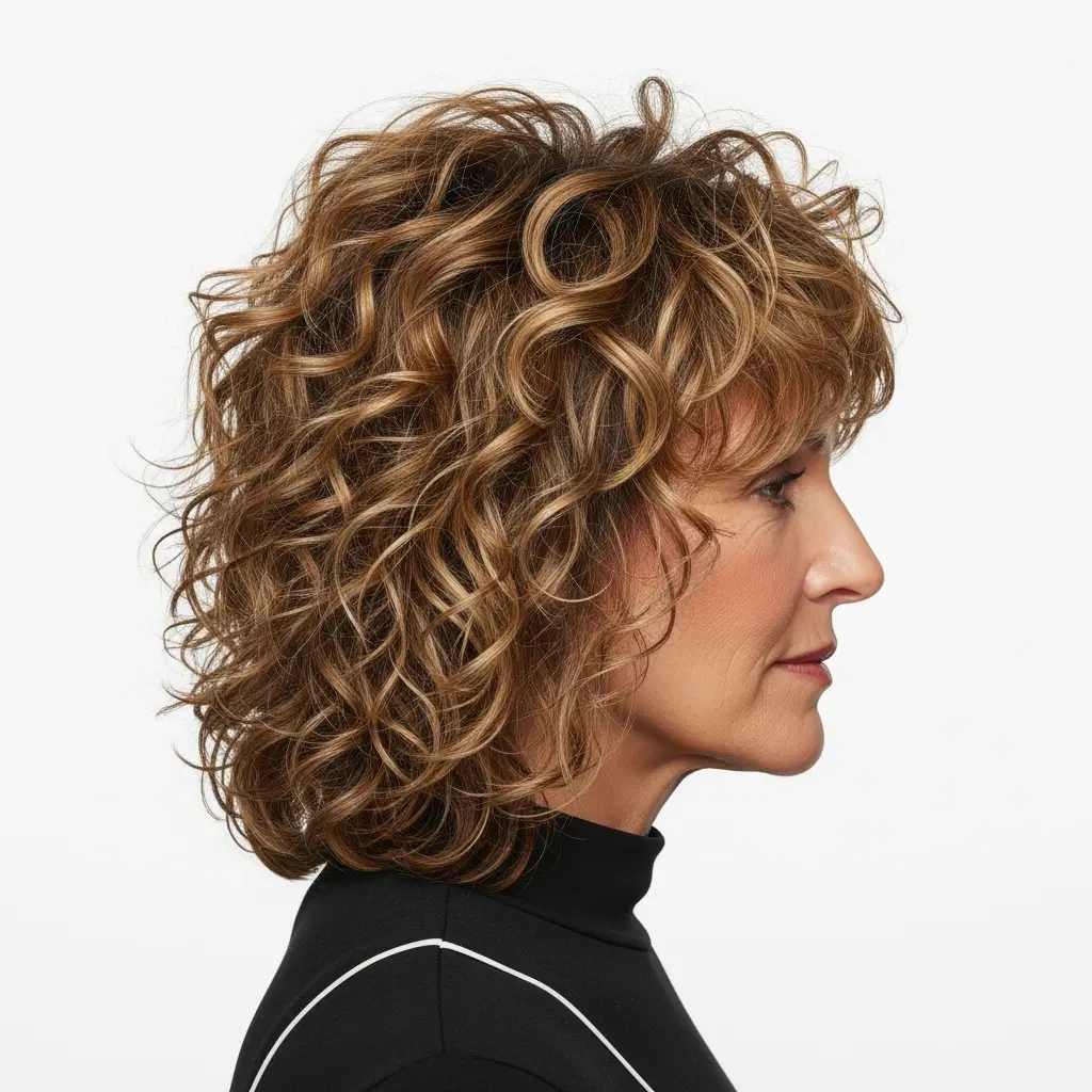 #13 Low-Maintenance Shoulder-Length Shag for Curly Hair