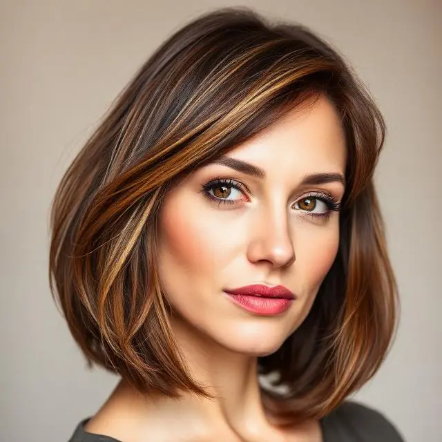 #15 Dynamic Copper-Infused Layered Bob for Mature Women