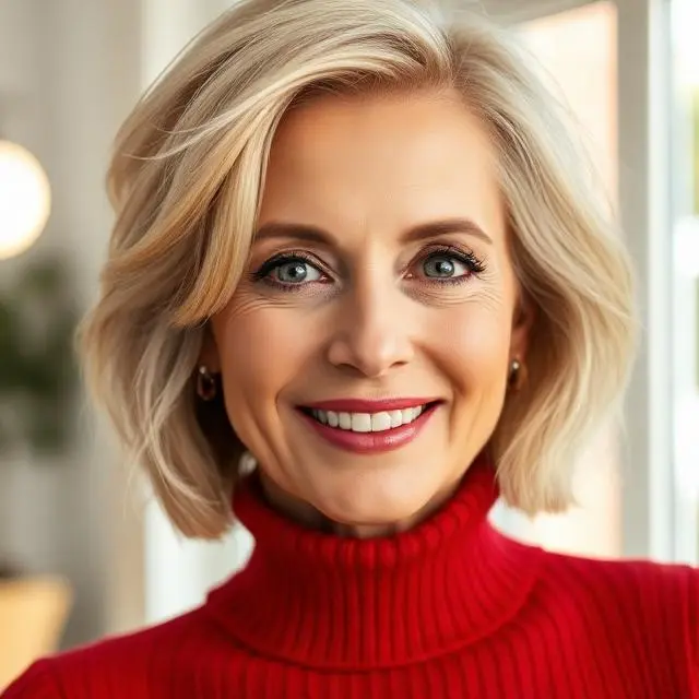 #16 Blonde Textured Bob with Side Bangs