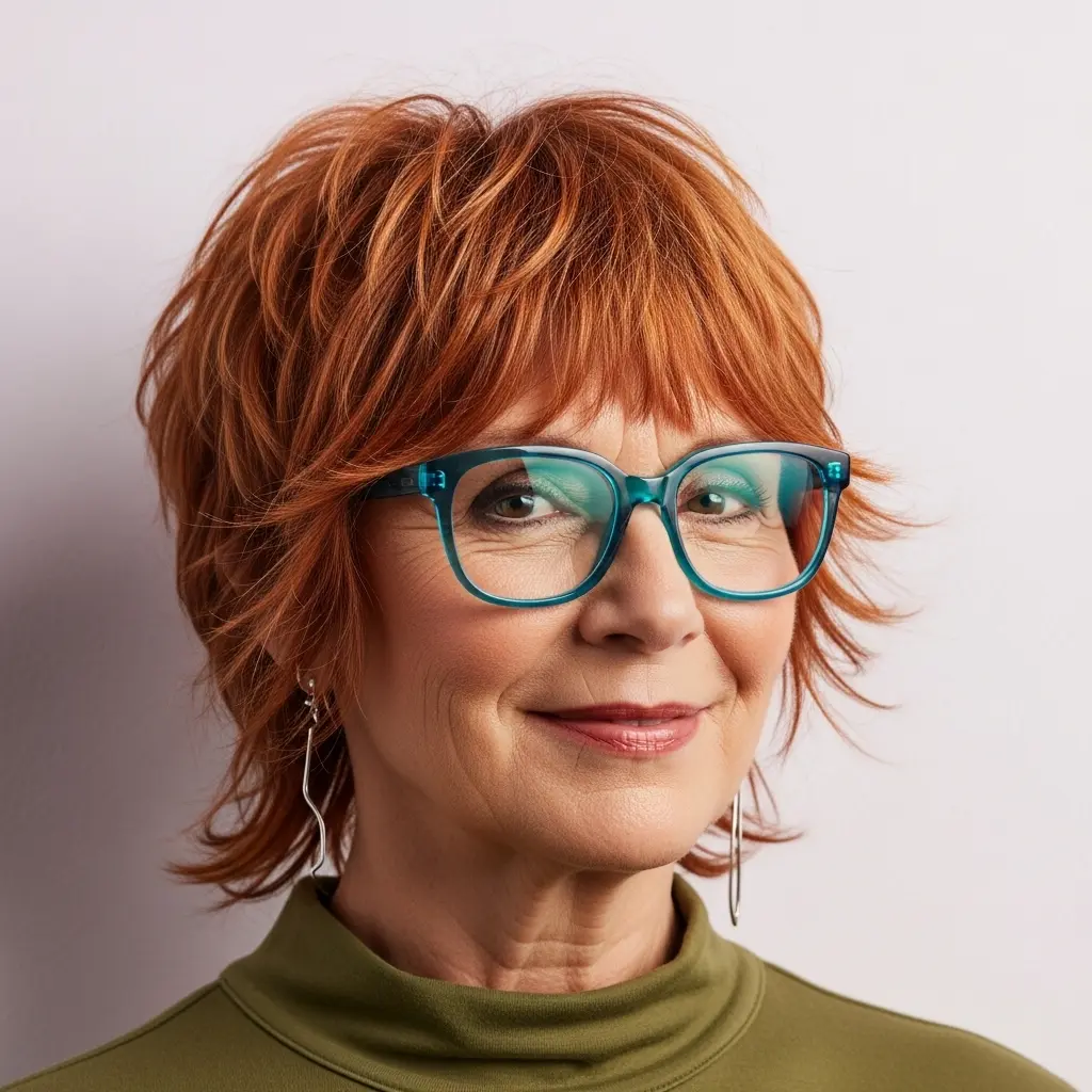 #16 Short Shaggy Bob with a Youthful Color