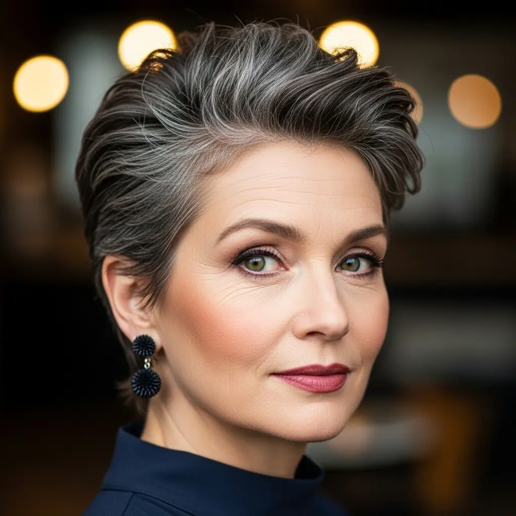 #16 Dynamic Salt-and-Pepper Textured Spiky Cut