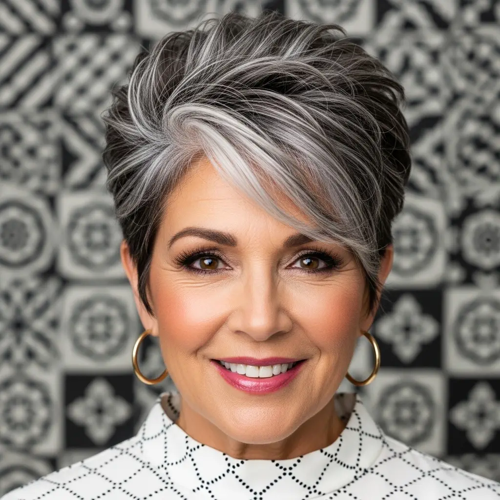 #17 Dynamic Textured Silver Pixie with Edgy Layers