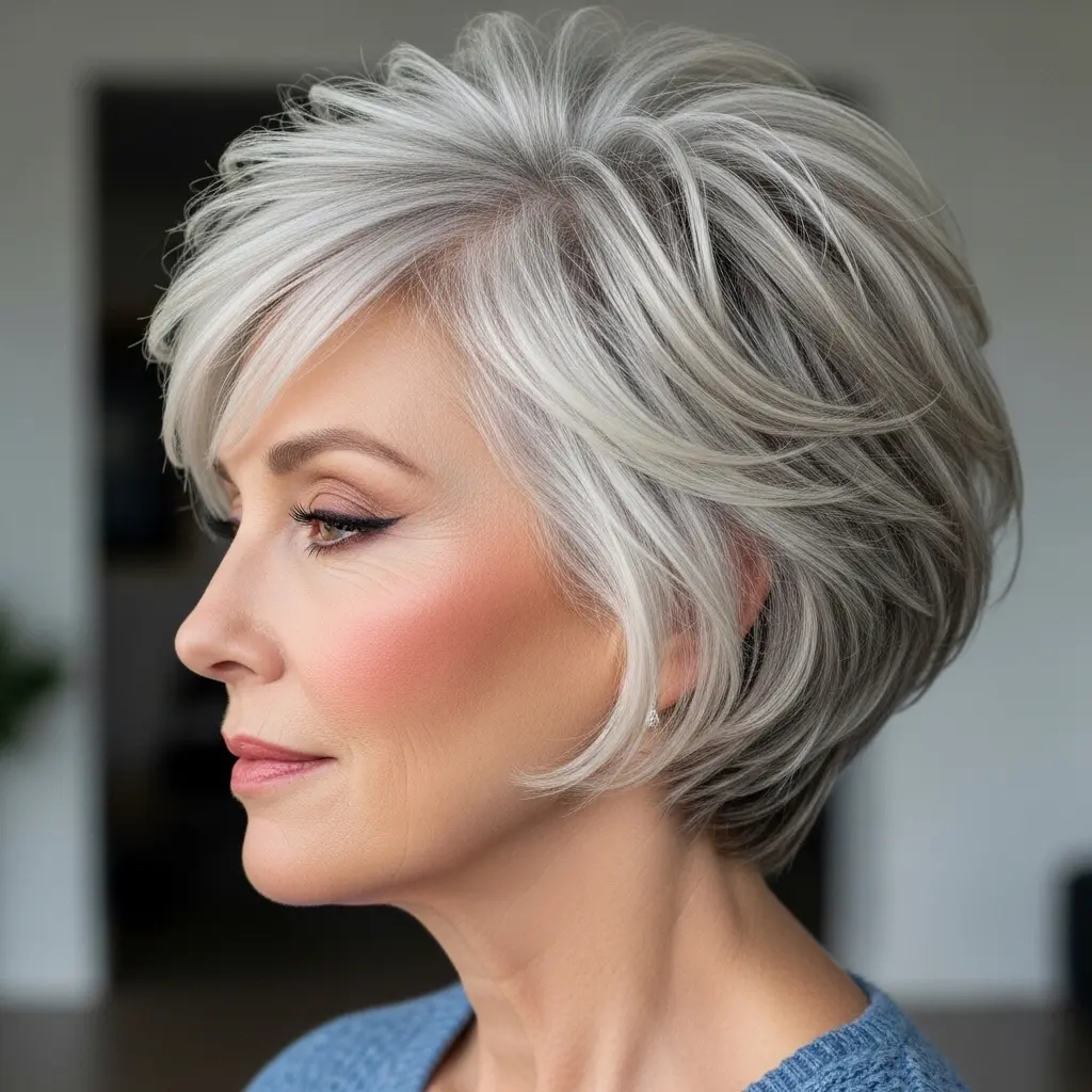 #17 Soft Textured Bixie with White Blonde Highlights