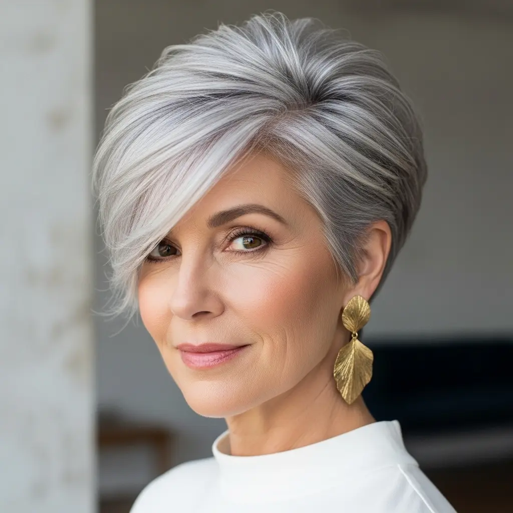 #18 Airy Feathered Pixie with Deep Side Part