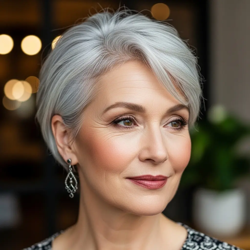 #2 The Short Pixie Cut on Gray Hair