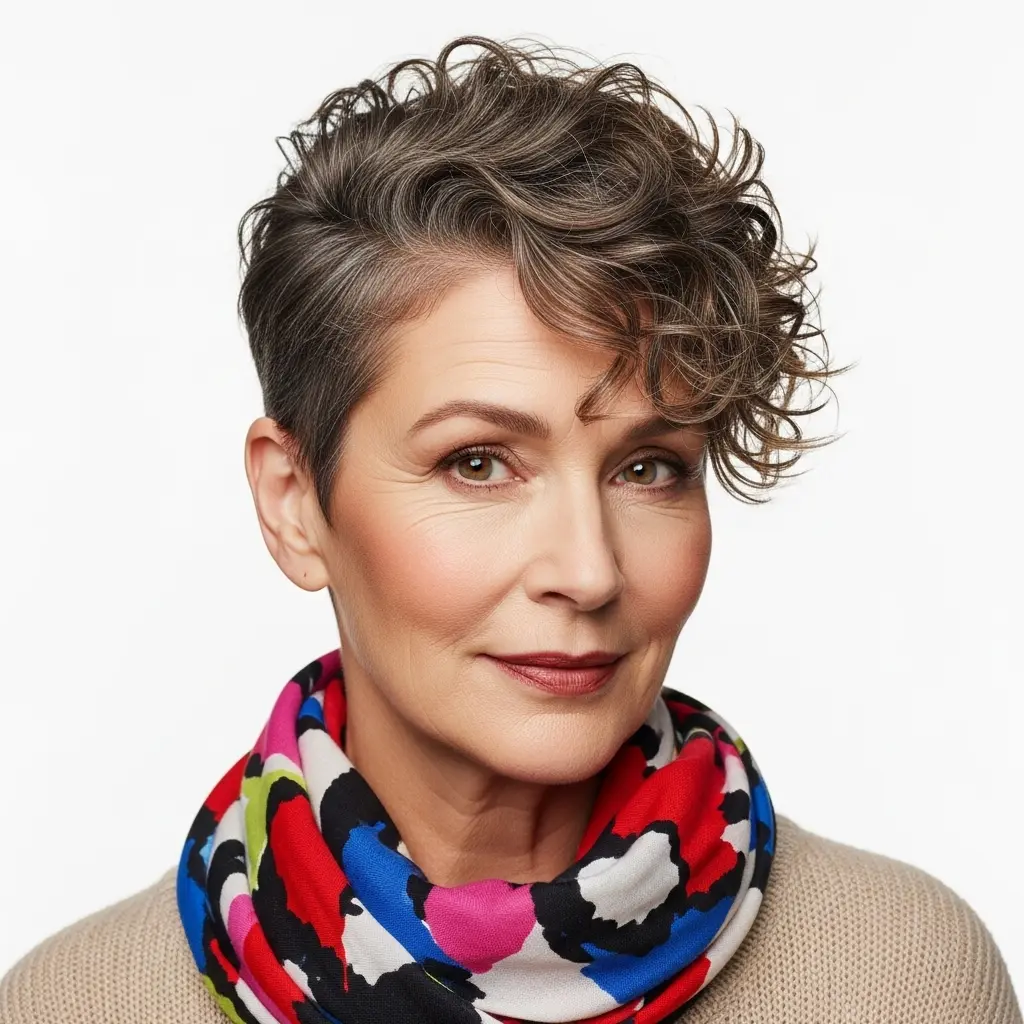 #29 Extra Short Curly Hairstyle with a Deep Side Part