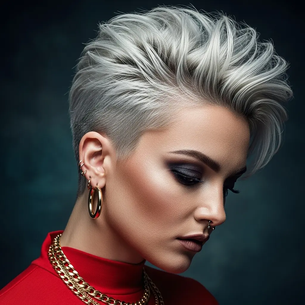 #4 Platinum Messy Top with a Mid Fade