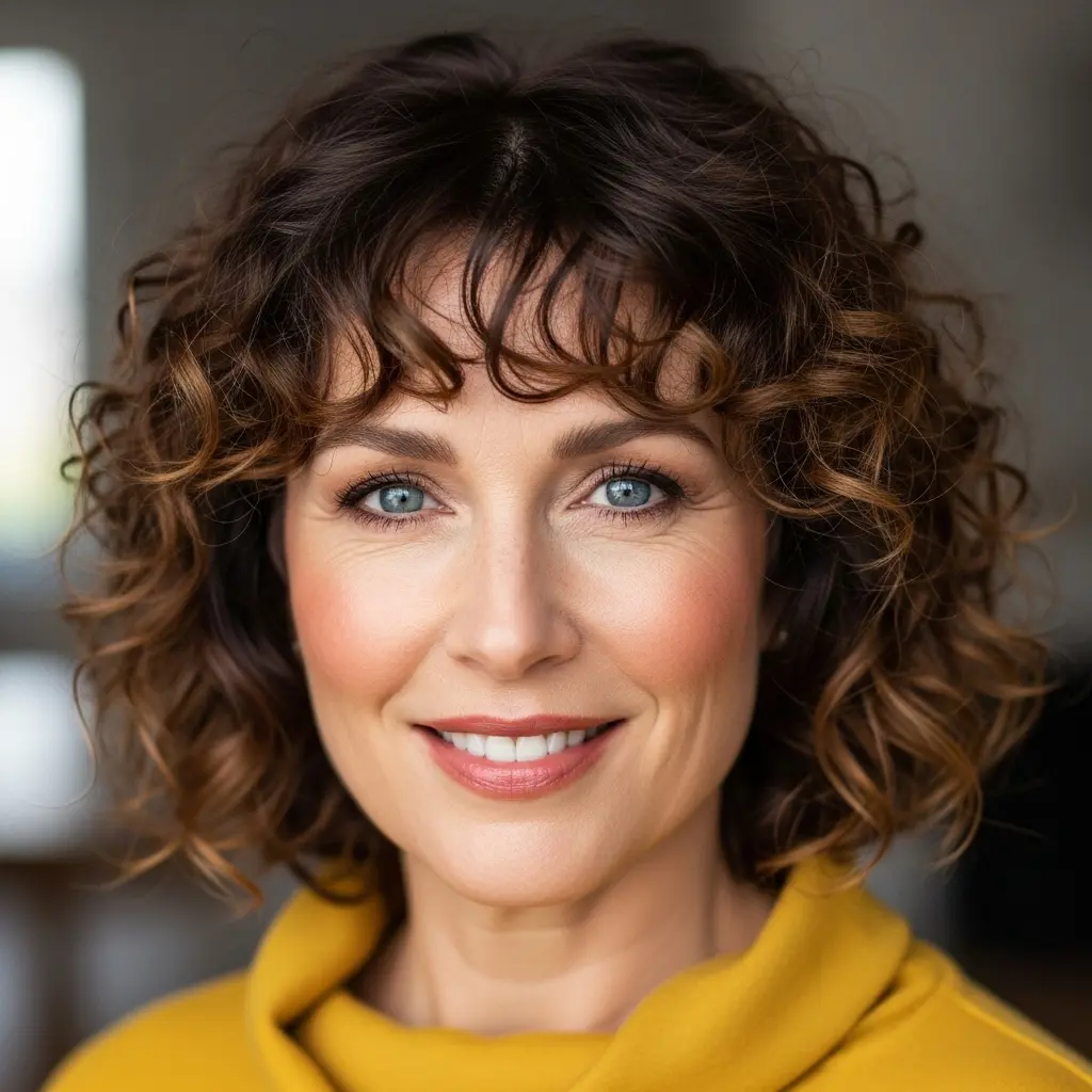 #4 Curly Lob with Bangs