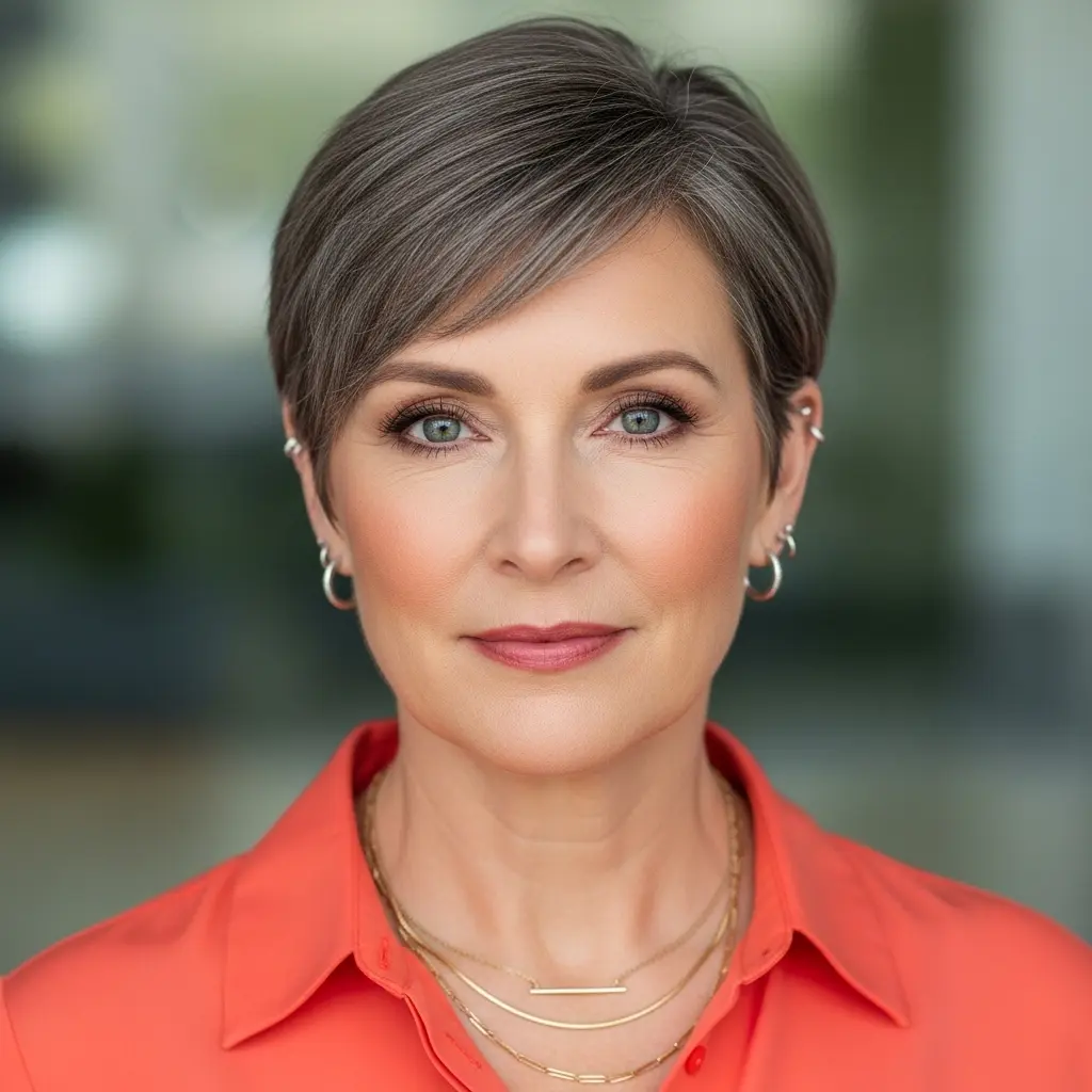 #4 Ashy Brownish Grey Short Pixie