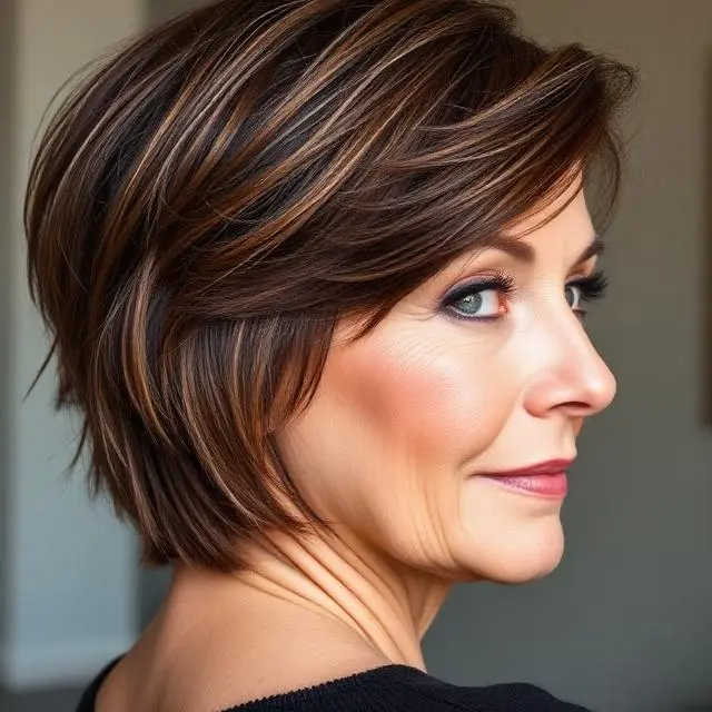 #5 Charming Chocolate Tousled Bob with Angled Layers