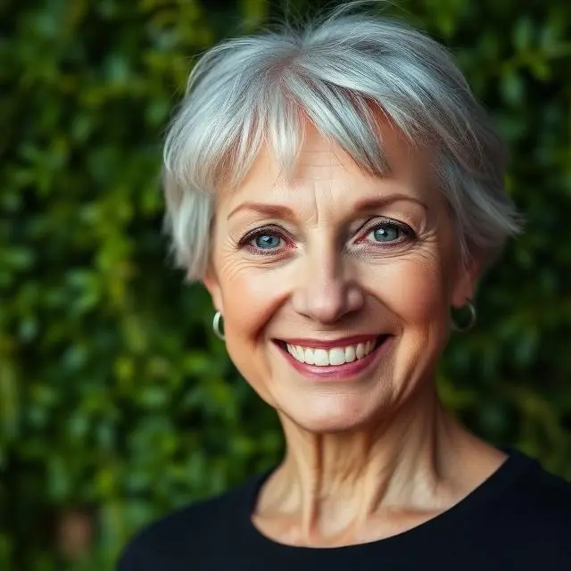 #7 Youthful Haircut for Women with Gray Hair