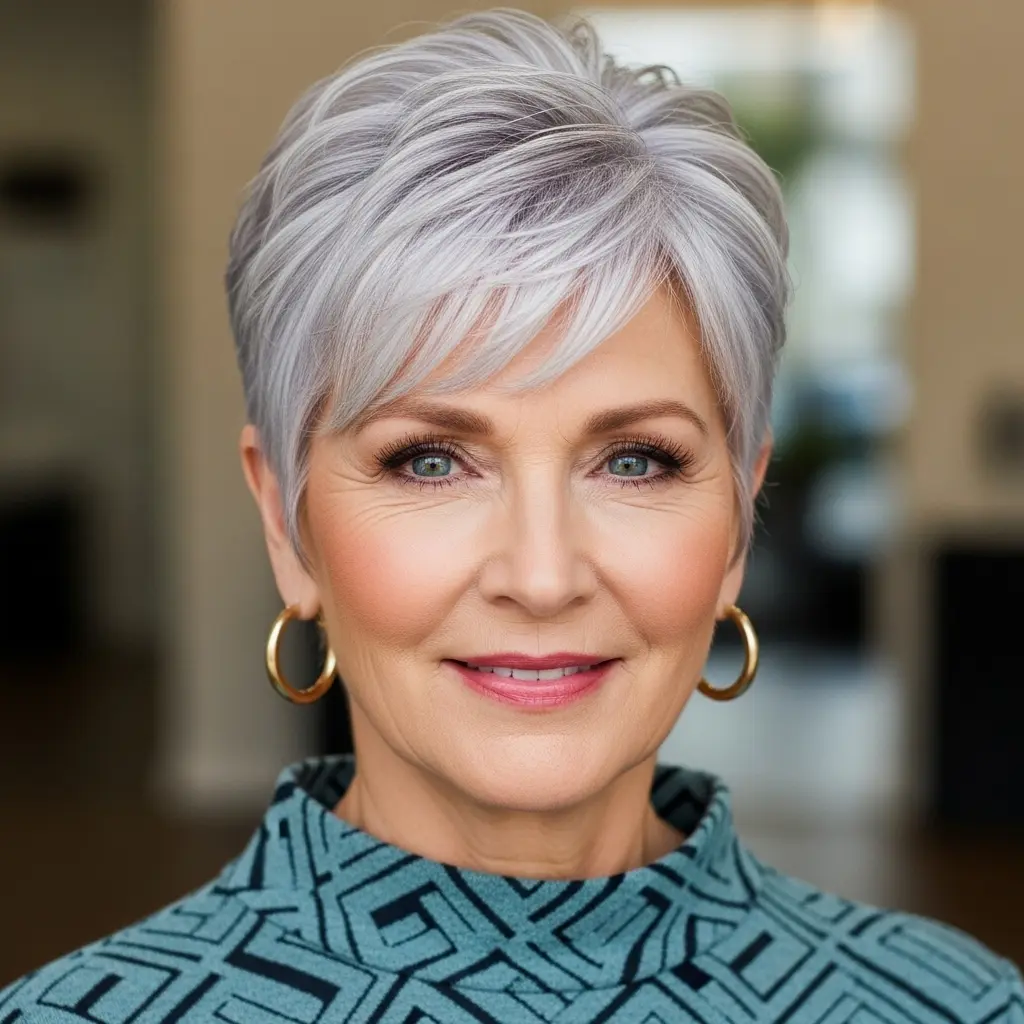 #7 Chic Silver Short Crop with Textured Volume