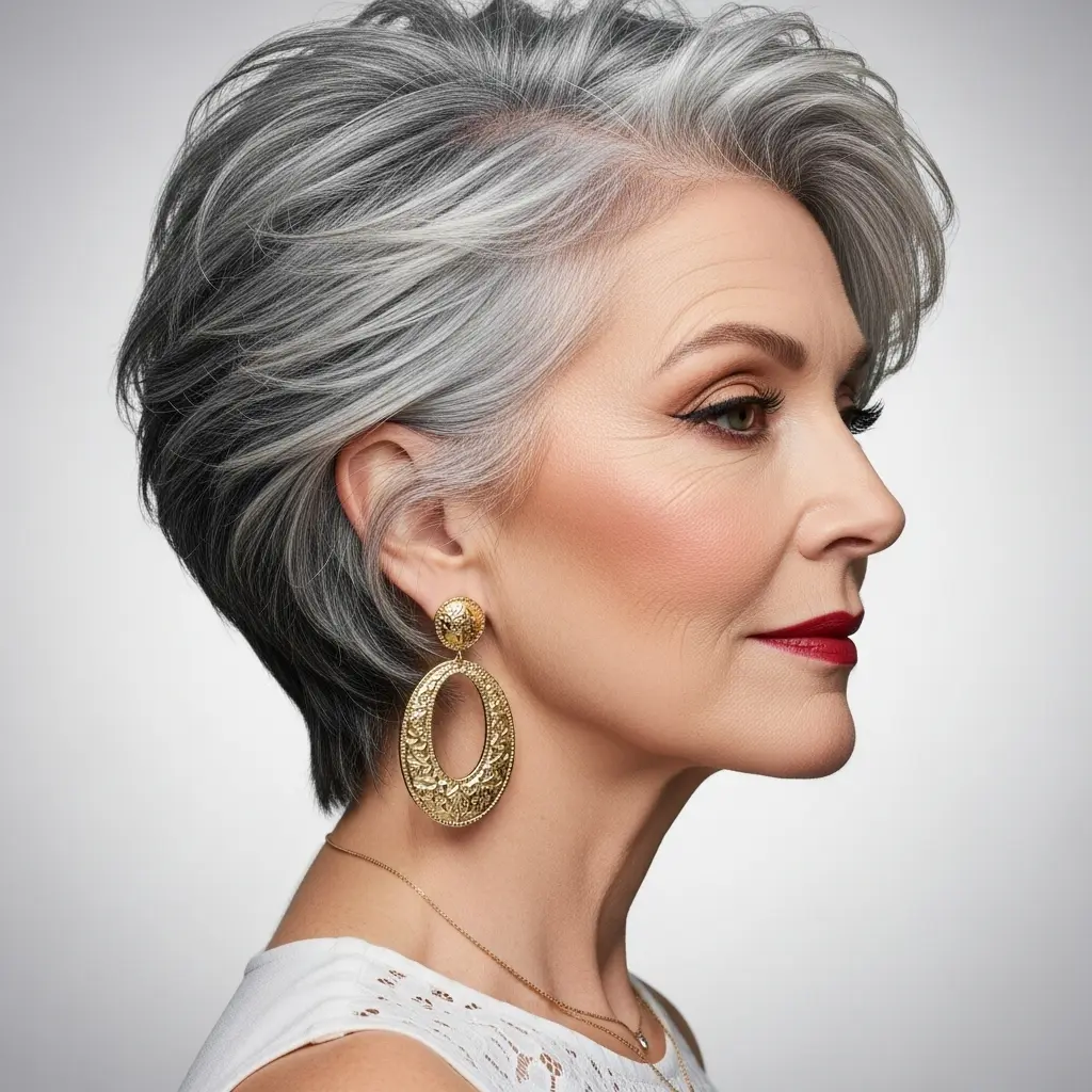 #7 Long Pixie with Silver Strands