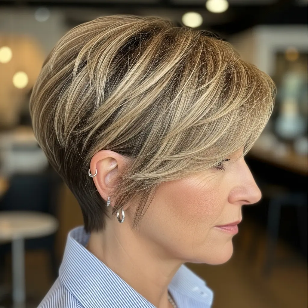 #8 Short Wispy Layers and Blonde Highlights