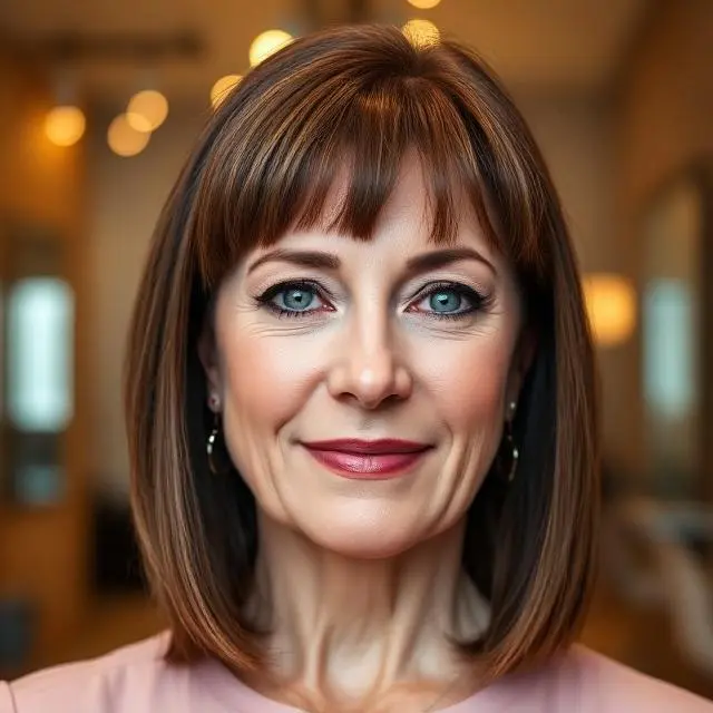 #9 Sophisticated Long Bob with Bangs