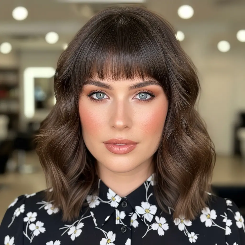 #9 Wavy Hair with Thick Bangs