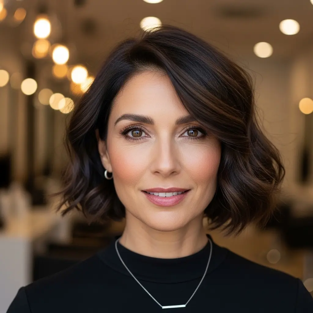 #1 Feathered Bob with Side Part